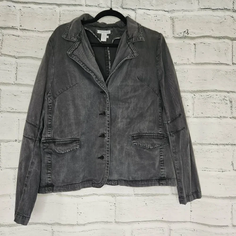 Carbon2Cobalt Beachfront in Lightweight Twill Blazer Jacket Dark Gray Size Large